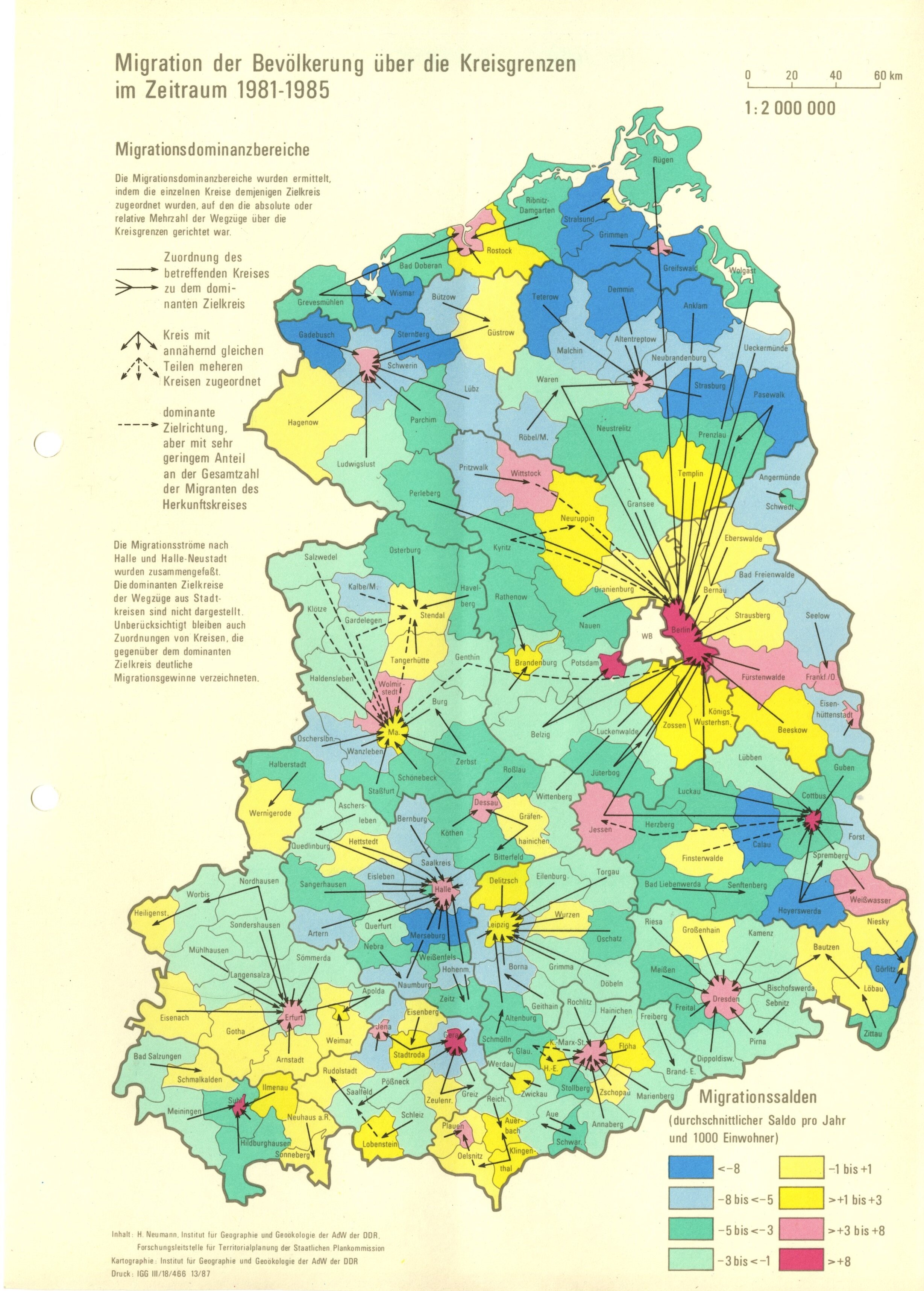 Binnenmigration in der DDR. Ein Kartogramm von 1987